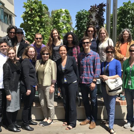 EatWell pod members tour the vertical tower gardens at UCLA.