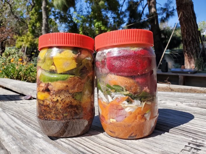 Image of vegetables in two jars.